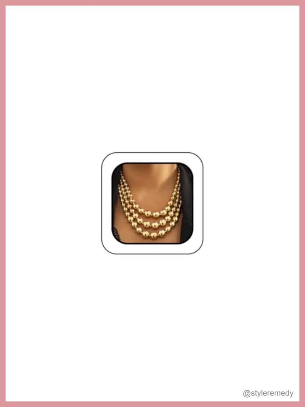 Large Gold Layered Beaded Necklace Set Chunky Round Balls Choker Thick Vintage